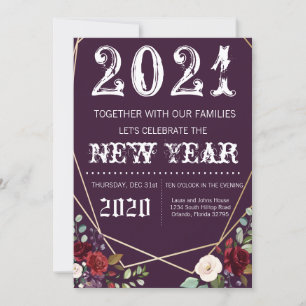 12x18 Silvester Einladung Plum Lila Rose gehen