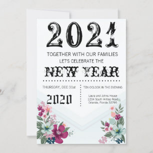 12x18 Silvester Einladung tropischer Blume über