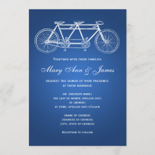 12x18 Simple Wedding Tandem Bike Blue Einladung