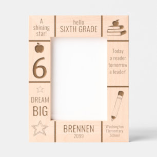 12x18 SIXTH GRADE Foto für Grundschulen Geätzte Rahmen