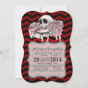 12x18 skull Rose Gothic Zickzack oder Hochzeit Ein Einladung
