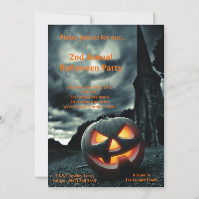 12x18 Spooky Pumpkin Halloween Kostümeinladung Einladung (Vorderseite)