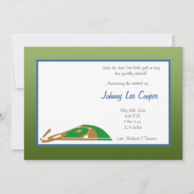 12x18 Sports Base Ball Geburtserklärung Einladung (Vorderseite)