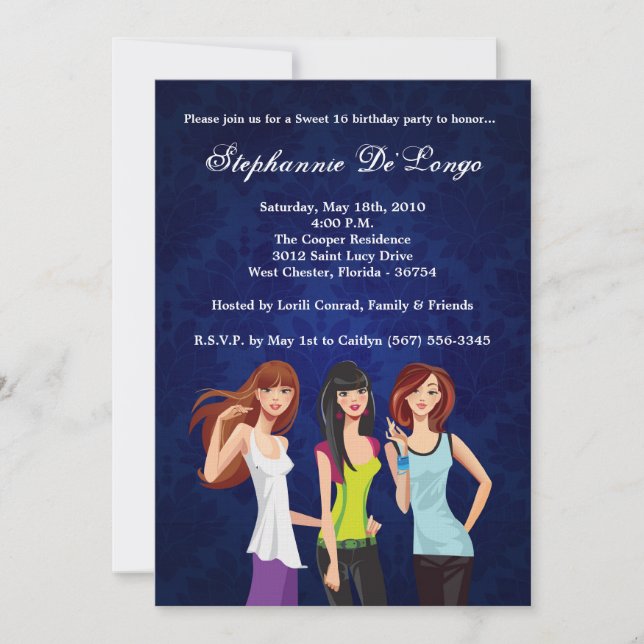 12x18 Teenager Teen Sweet 16 Geburtstag Einladung (Vorderseite)