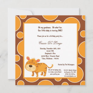 12x18 Tiger Pok-a-Dot Geburtstagsparty Einladung
