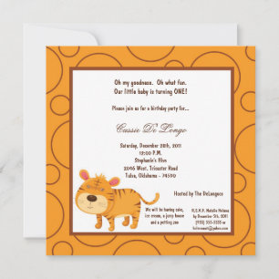 12x18 Tiger Pok-a-Dot Geburtstagsparty Einladung