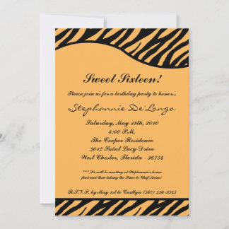 12x18 Tiger Print Sweet 16 Sechs Geburtstagsparty Einladung