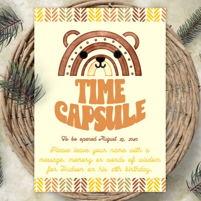 12x18 Time Kapsel Boho Woodland Bären Geburtstag Poster (Von Creator hochgeladen)