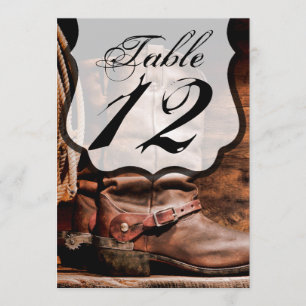 12x18 Tischnummer Card Cowboystiefel Stall Wood Ru