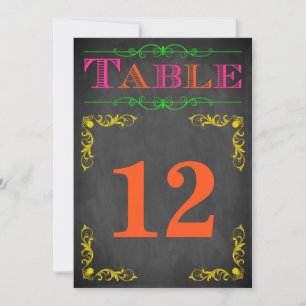 12x18 Tischnummer-Karte   Neon Chalkboard Einladung