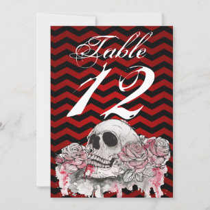 12x18 Tischnummer Skull Rose Gothic Zickzack sind