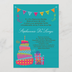 12x18 Topsey Cake Quinceanera Geburtstagseinladung Einladung