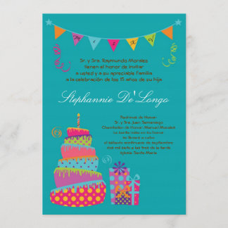 12x18 Topsey Cake Quinceanera Geburtstagseinladung Einladung