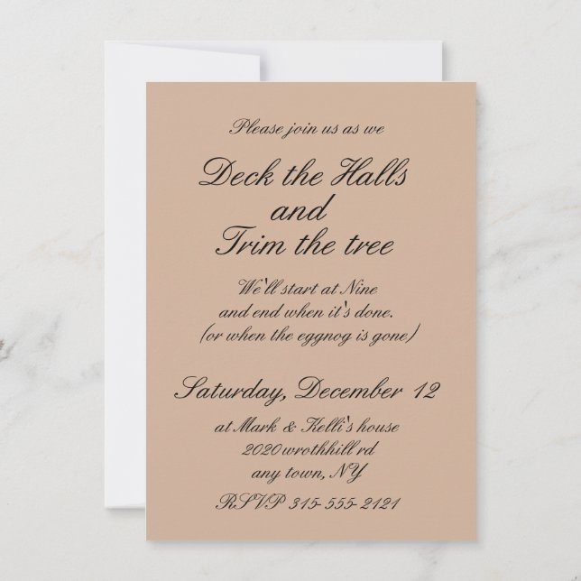 12x18 Tree Trimming Party Einladung mit Umschlag (Rückseite)