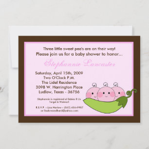 12x18 TRIPLET SweetPea in Pod Baby Dusche Einladun Einladung