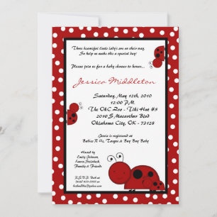 12x18 TRIPLETS Red Lady Bug Kinderdusche Einladung