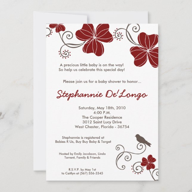 12x18 Tropical Luau Blume Kinderdusche Einladung (Vorderseite)