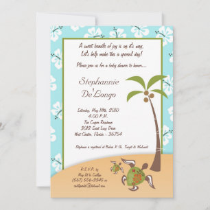 12x18 Tropical Turtle Mama Babydusche Einladung