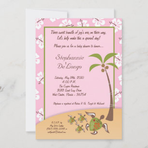 12x18 Tropical Turtle Mama TRIPLET Dusche Einladun Einladung