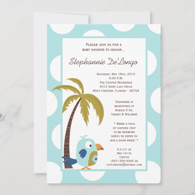 12x18 TropicalHawaiian Toucan Babydusche Einladung (Vorderseite)