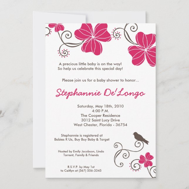12x18 tropische Luau Blumen-Baby-Duschen-Einladung Einladung (Vorderseite)