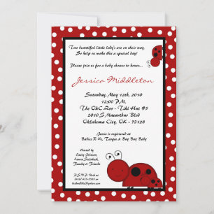 12x18 TWIN TWINS Red Lady Bug Babydusche Einladung
