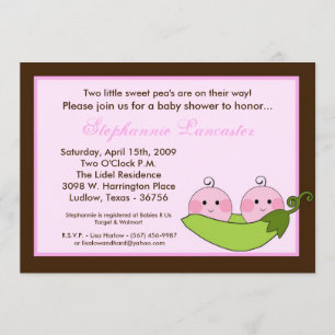 12x18 TWINS Sweet Pea in Pod Baby Dusche Einladung