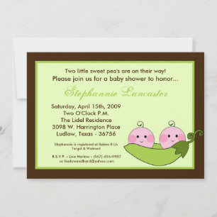 12x18 TWINS Sweet Pea in Pod Baby Dusche Einladung
