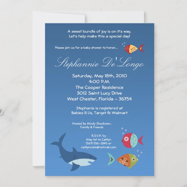 12x18 under the Sea SharkFish Baby Shower Einladun Einladung (Vorderseite)