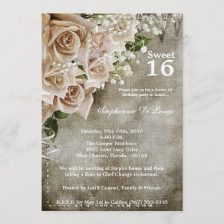 12x18 Vintage Rose Sweet 16 Geburtstagseinladung Einladung
