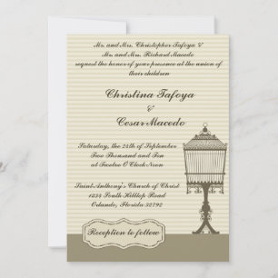 12x18 Wedding Einladung Birdcage/Graue Streifen