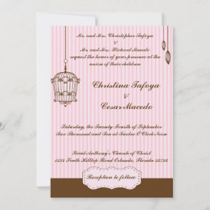 12x18 Wedding Einladung Birdcage/rosa Streifen