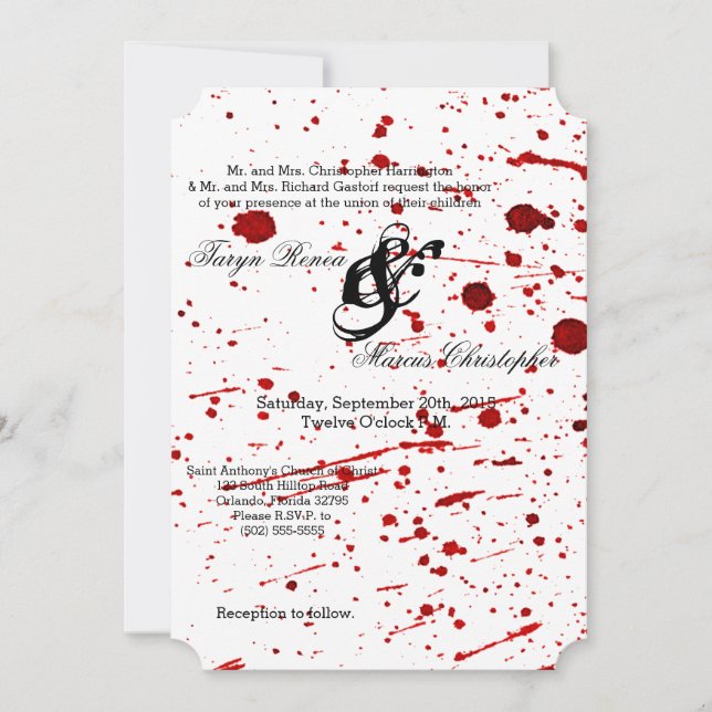 12x18 Wedding Einladung Blut Spritzer Vampire Goth (Vorderseite)