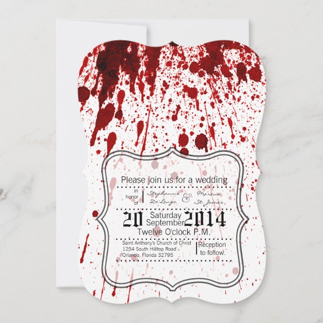 12x18 Wedding Einladung Blut Spritzer Vampire Goth (Vorderseite)