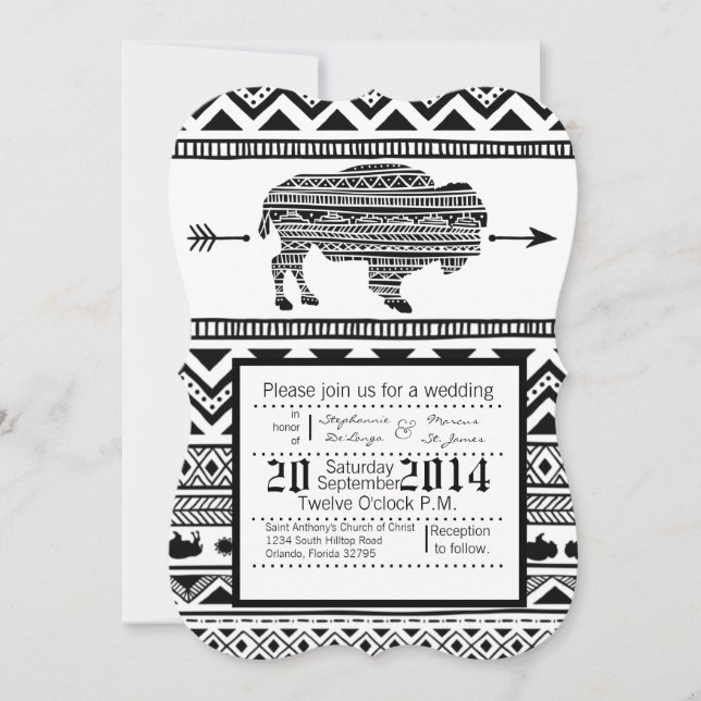 12x18 Wedding Einladung Boho Buffalo Tribal Muster (Vorderseite)