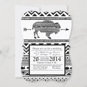 12x18 Wedding Einladung Boho Buffalo Tribal Muster