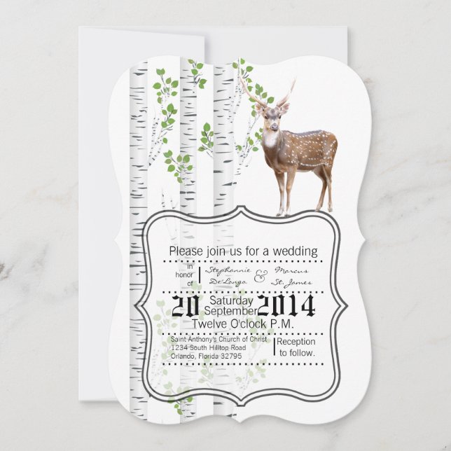 12x18 Wedding Einladung Deer Doe Buck Woodland Jag (Vorderseite)