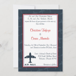 12x18 Wedding Einladung Flugzeug Flug Blau/Rot