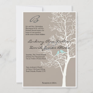 12x18 Wedding Einladung Graue Bäume & Vögel