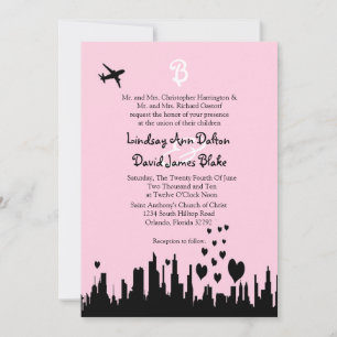 12x18 Wedding Einladung Pink City Line