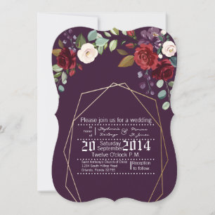 12x18 Wedding Einladung Plum Lila Rose Gold Geom