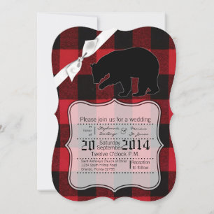 12x18 Wedding Einladung Red Buffalo Kariert Bären