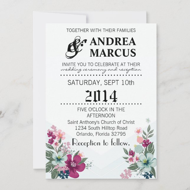 12x18 Wedding Einladung Tropische Blume auf Blue O (Vorderseite)