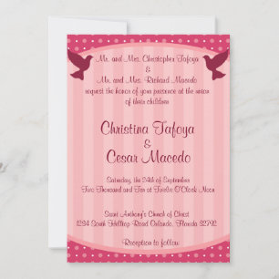 12x18 Wedding Einladung Vögel lieben Rosa Streifen