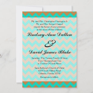 12x18 Wedding Einladung Zickzack Brown & Seafoam
