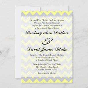 12x18 Wedding Einladung Zickzack Gelb & Grau