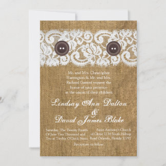 12x18 Wedding Einladungstaste Burlap Lace Einladung