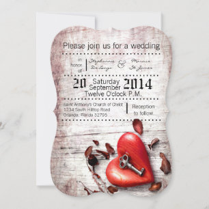 12x18 Wedding Invitation Country Wood Key zu meine Einladung