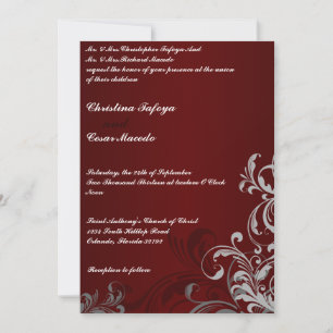 12x18 Wedding Invitation Dark Maroon Gray Wirbel Einladung