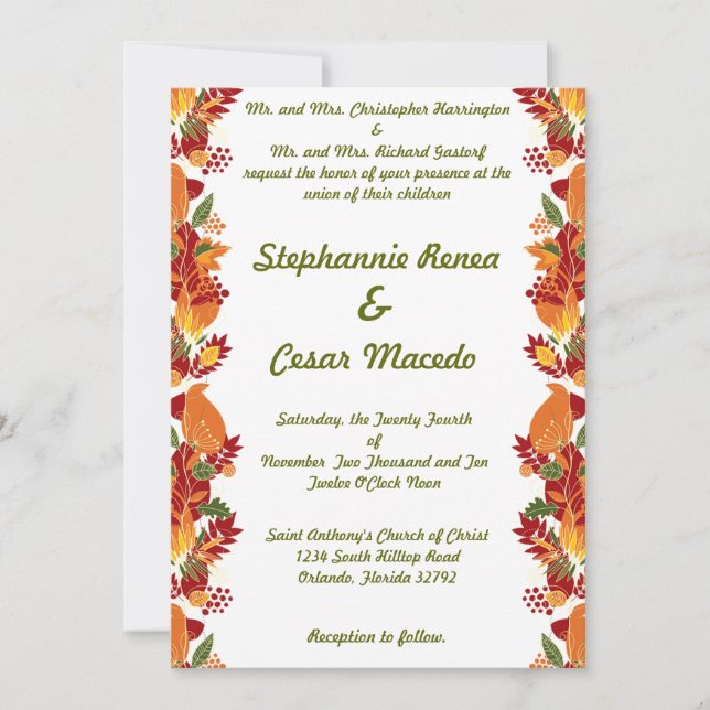 12x18 Wedding Invitation Fall Folien Blätter Herbs Einladung (Vorderseite)